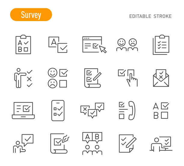 Survey Icons - Line Series - Editable Stroke Survey Icons (Editable Stroke) online survey icon stock illustrations