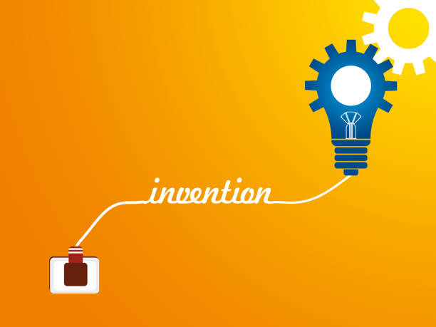 istock Innovation made with the power cord, The gear-wheel bulb with the socket plugged lights up. 1296674420