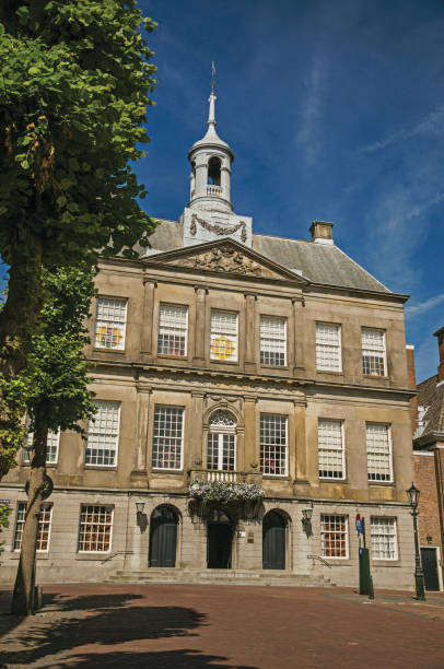 istock Empty street at the City Hall building in Weesp 1296675372