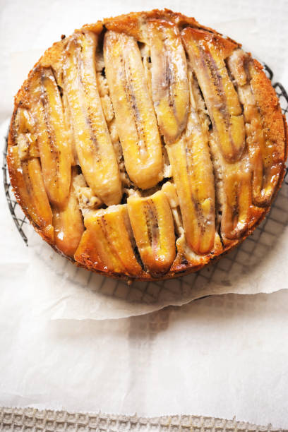 istock Dark chocolate banana upside-down cake 1296678432