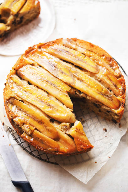 Dark chocolate banana upside-down cake