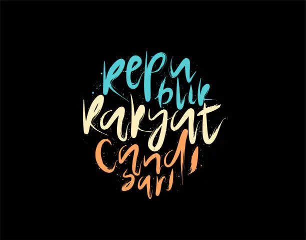 Vector illustration of Republik Rakyat Candisari lettering Text on black background in vector illustration