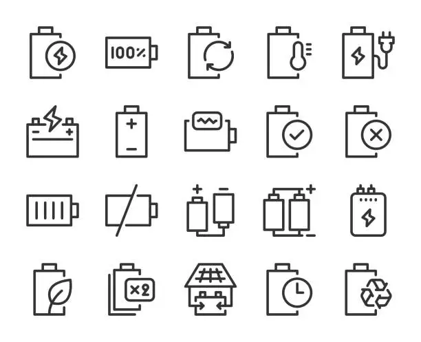 Vector illustration of Battery - Line Icons