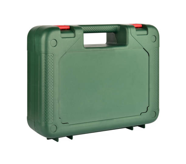 istock Carrying Case for Drill. Plastic green case isolated on white background. Clipping path. 1296682545