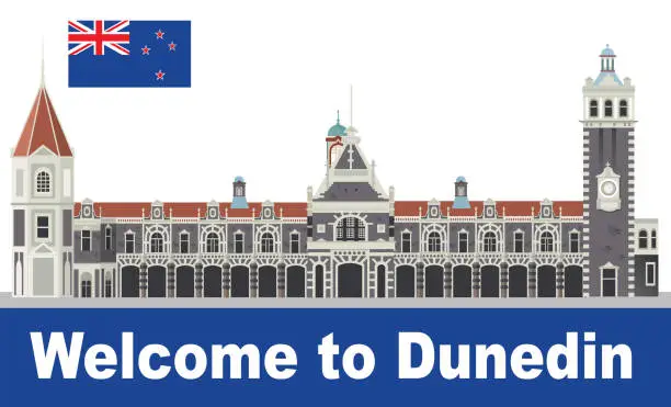 Vector illustration of Welcome to Dunedin