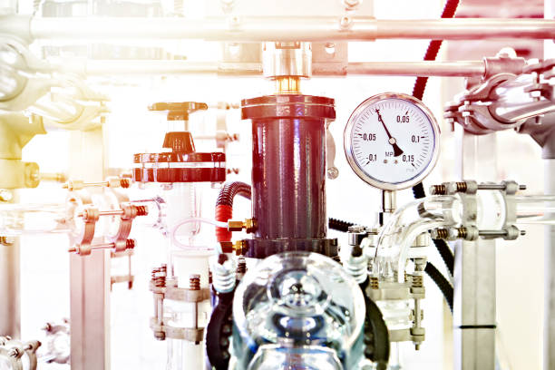 istock Standard laboratory chemical glass reactor 1296686692