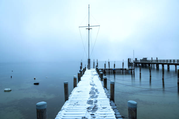 Frosty morning in Utting at Lake Ammersee, Bavaria, Germany