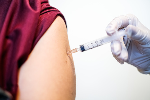 Close-up to vaccination as protection against viruses