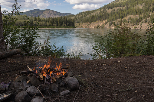 fireplace at a campsite at the Yukon River