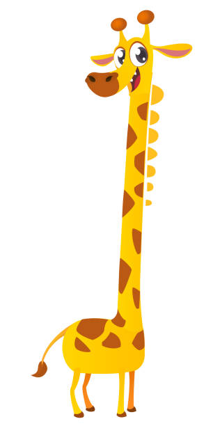 zabawny projekt kreskówki żyrafa. ilustracja wektorowa - giraffe pattern africa animal stock illustrations
