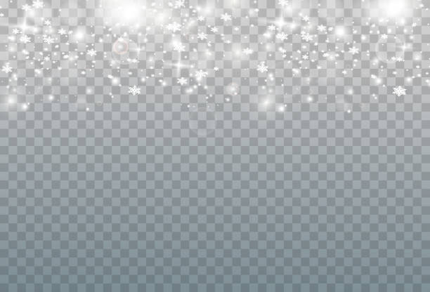 winterhintergrund von schneeflocken, die vom wind auf weißem, transparentem hintergrund geblasen werden - snow wind overlay stock-grafiken, -clipart, -cartoons und -symbole