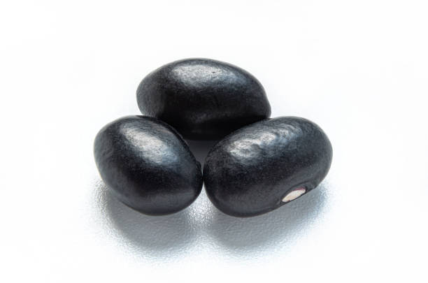 istock close up macro shot Black gram (Vigna mungo) isolated on white background. Top view. Flat lay. 1296702675