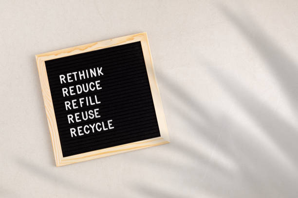 istock Rethink, reduce, refill, reuse, recycle. Black letter box with eco friendly motivational quote. Zero waste sustainable lifestyle. Plastic free concept. Flatlay, top view 1296704752