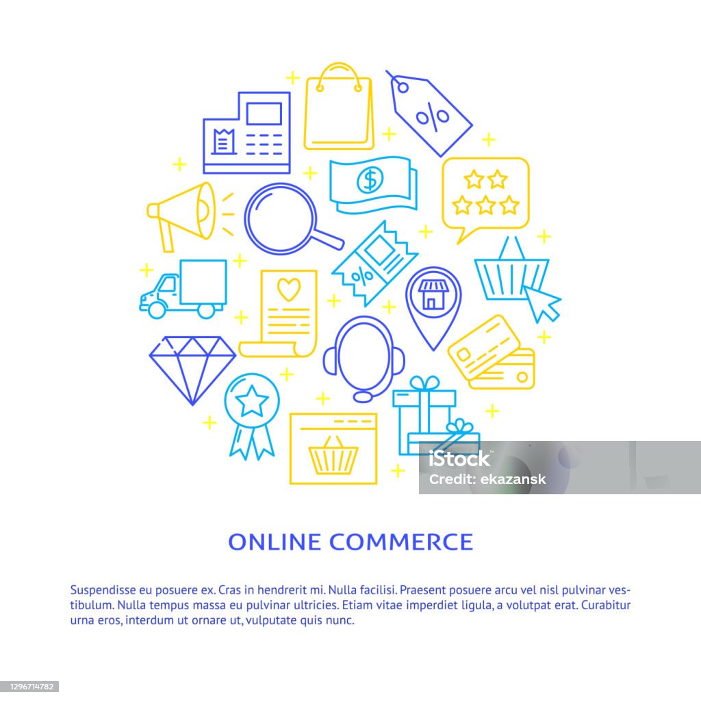 Commerce Text Style Online Commerce Round Concept Banner With Place For Text Stock ...