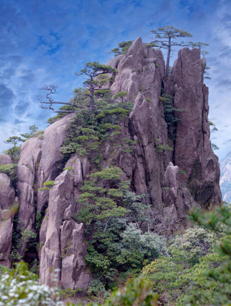 montaña huangshan, montañas amarillas en la provincia de anhui, china - huangshan mountains fotografías e imágenes de stock