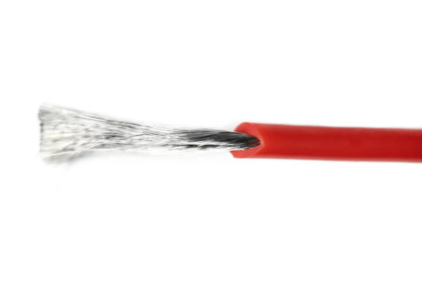 Isolated aluminum bare wire of electric cable.