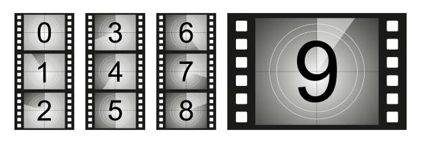 istock Set of countdown frame. Film countdown. Movie timer count. Retro cinema strip. Vintage timer count. 1296732459