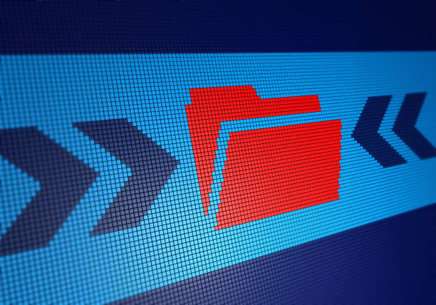Red folder with paper out. Red folder with paper out
