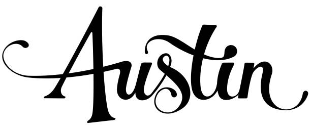 austin - benutzerdefinierte kalligraphie text - austin texas stock-grafiken, -clipart, -cartoons und -symbole