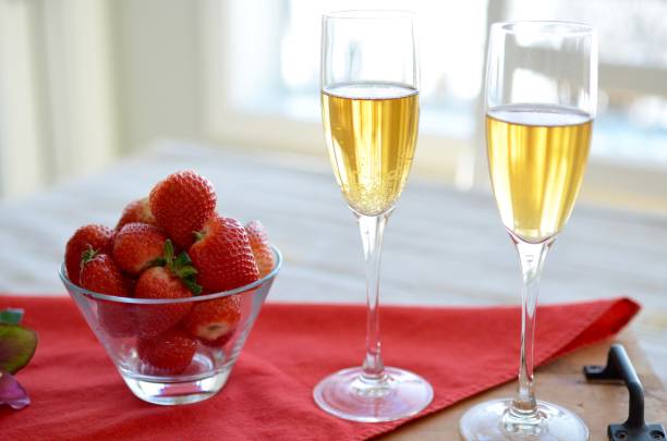 Valentines Day romantic champagne and strawberries