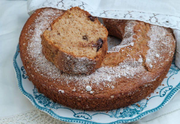 istock Cake ready to be served. English traditional pottery set. 1296753036