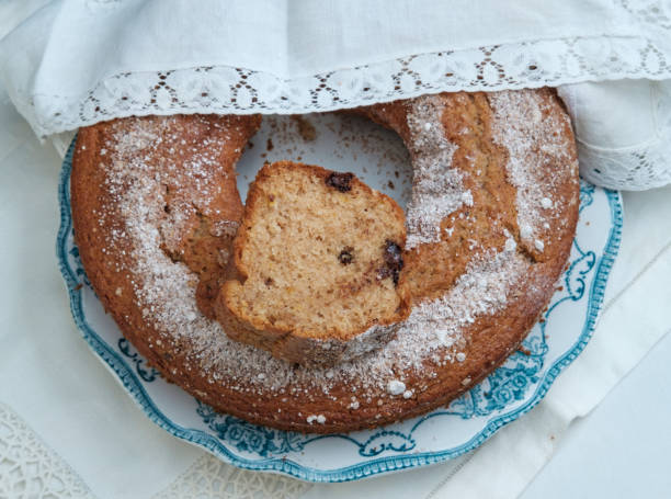 istock Cake ready to be served. English traditional pottery set. 1296753062