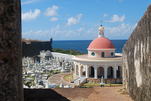 Graveyard and burial ground on the coast of Old San Juan Puerto Rico.
