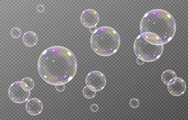illustrations, cliparts, dessins animés et icônes de bulle vectorielle de savon. png réaliste de bulle de savon, éblouissement. bulles de mousse png. poudre, savon, détergent. - bulle