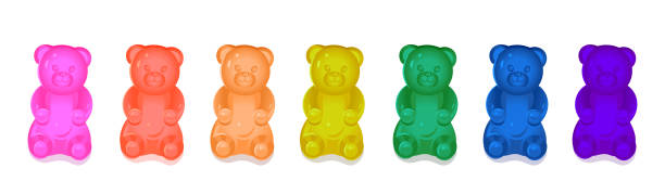 Colorful gummy bears for kids. Vector cartoon illustration Colorful gummy bears for kids. Vector cartoon illustration gummi bears stock illustrations
