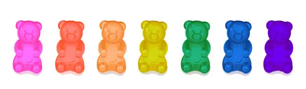 Vector illustration of Colorful gummy bears for kids. Vector cartoon illustration