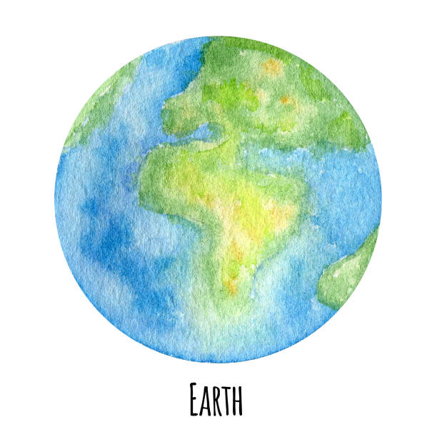 istock Earth Planet of the Solar System watercolor illustration. Globe Symbol, World map, ecology green Earth day concept on white background. Outer Space planets, Our galaxy astronomy education material. 1296759538