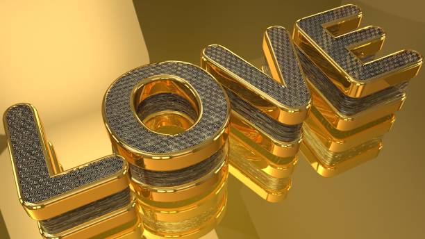 istock Letter LOVE with 3D shapes on a beautiful background. 1296760834