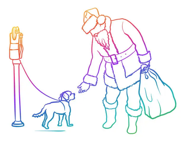 Vector illustration of Santa And Puppy Dog Rainbow