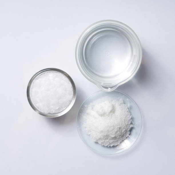 istock Cosmetic chemicals ingredient on laboratory table. Microcrystalline wax, Potassium chloride (KCl). 1296781854