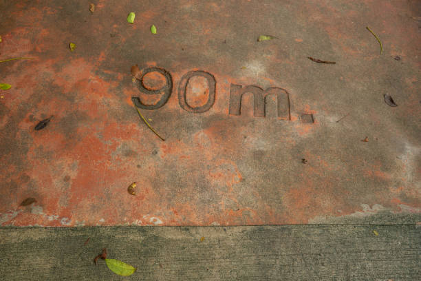 the numbers on the dirty concrete floor