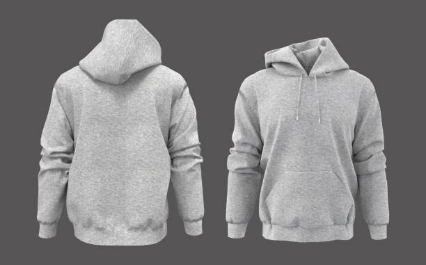 istock Blank white hooded sweatshirt mockup in front and back views 1296786522