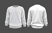 Blank sweatshirt mock up template in front, and back views