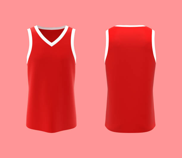Blank v-neck sleeveless shirt template in front and back views