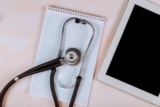 istock Stethoscope on a digital tablet computer medical equipment 1296787421