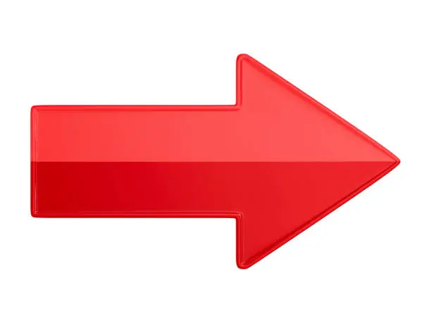 red arrow on white background. Isolated 3D illustration