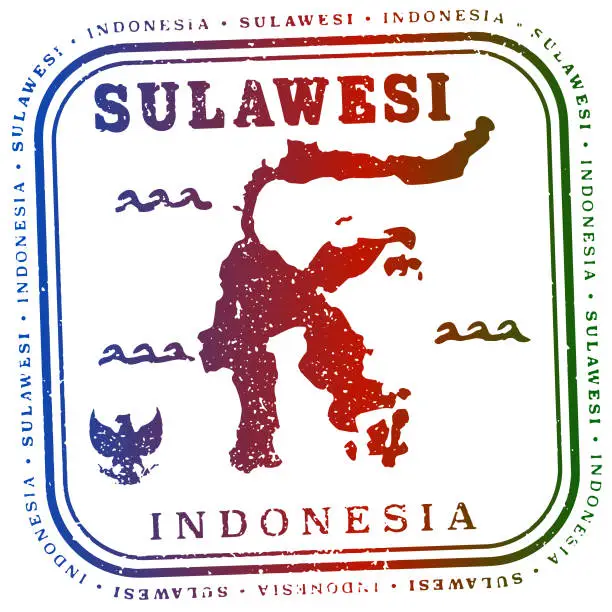 Vector illustration of Sulawesi Indonesia Travel Stamp Tropical