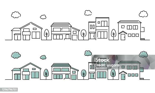 A Set Of Illustrations Of A Simple House Icon Cityscape Stock Illustration - Download Image Now