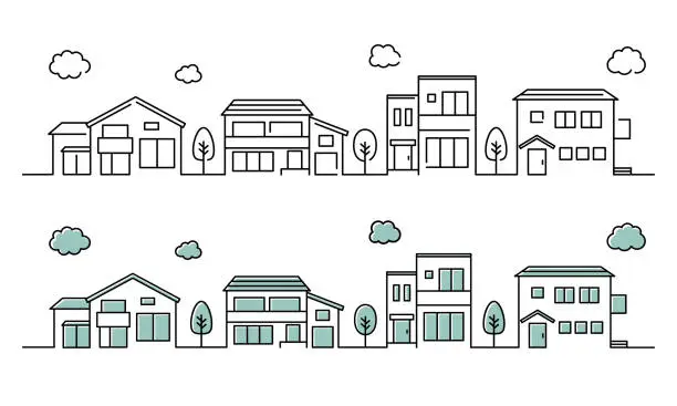Vector illustration of A set of illustrations of a simple house icon cityscape