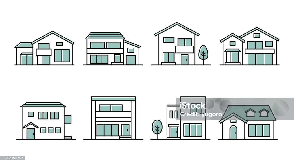 Набор различных икон и иллюстраций дома - Векторная графика Дом роялти-фри