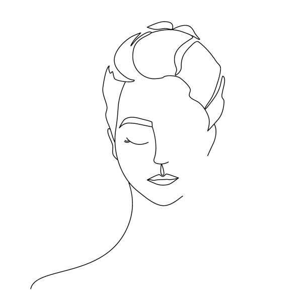 Continuous Line Drawing Woman Portrait. Beauty woman face one line drawing art.  Trendy one line draw design vector illustration vector art illustration