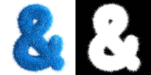 istock Symbol & made from fur with alpha mask, fur font, 3d alphabet. 3d illustration. 1296802989