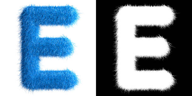 istock Alphabet E made from fur with alpha mask, fur font, 3d alphabet. 3d illustration. 1296804027