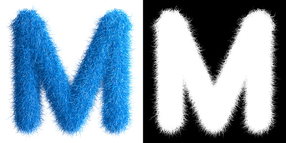 Alfabeto M hecho de piel con máscara alfa, fuente de piel, alfabeto 3d. Ilustración 3D. photo