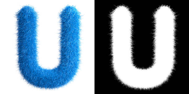 istock Alphabet U made from fur with alpha mask, fur font, 3d alphabet. 3d illustration. 1296806607