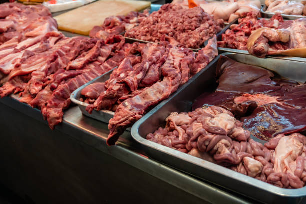 istock Raw Fresh Pork in Local market 1296807780